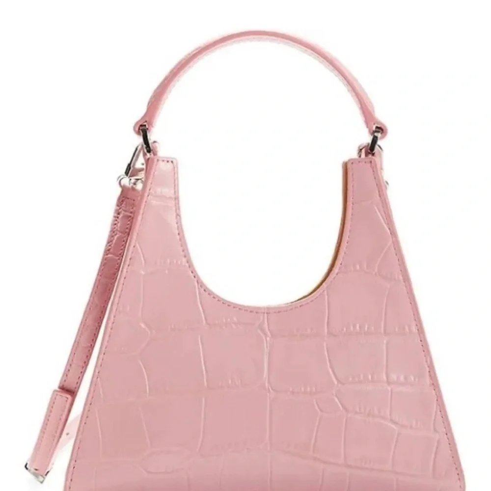 STAUD Mini Croc‎ Embossed Leather Hobo Bag